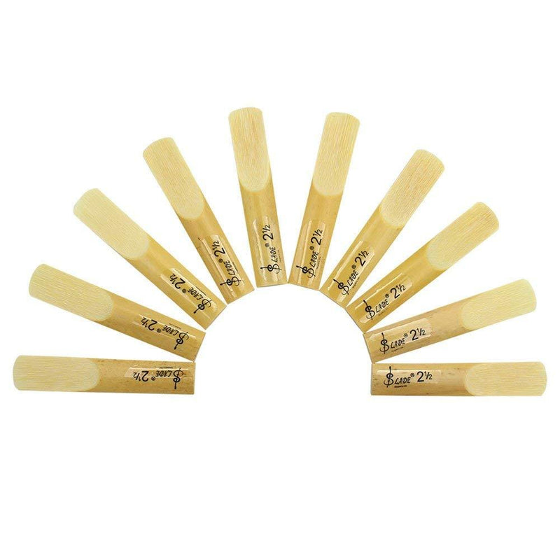 Drfeify Saxophone Reeds,10Pcs Bamboo Force Reeds 2.5 for Alto Saxophone Accessories Replacement