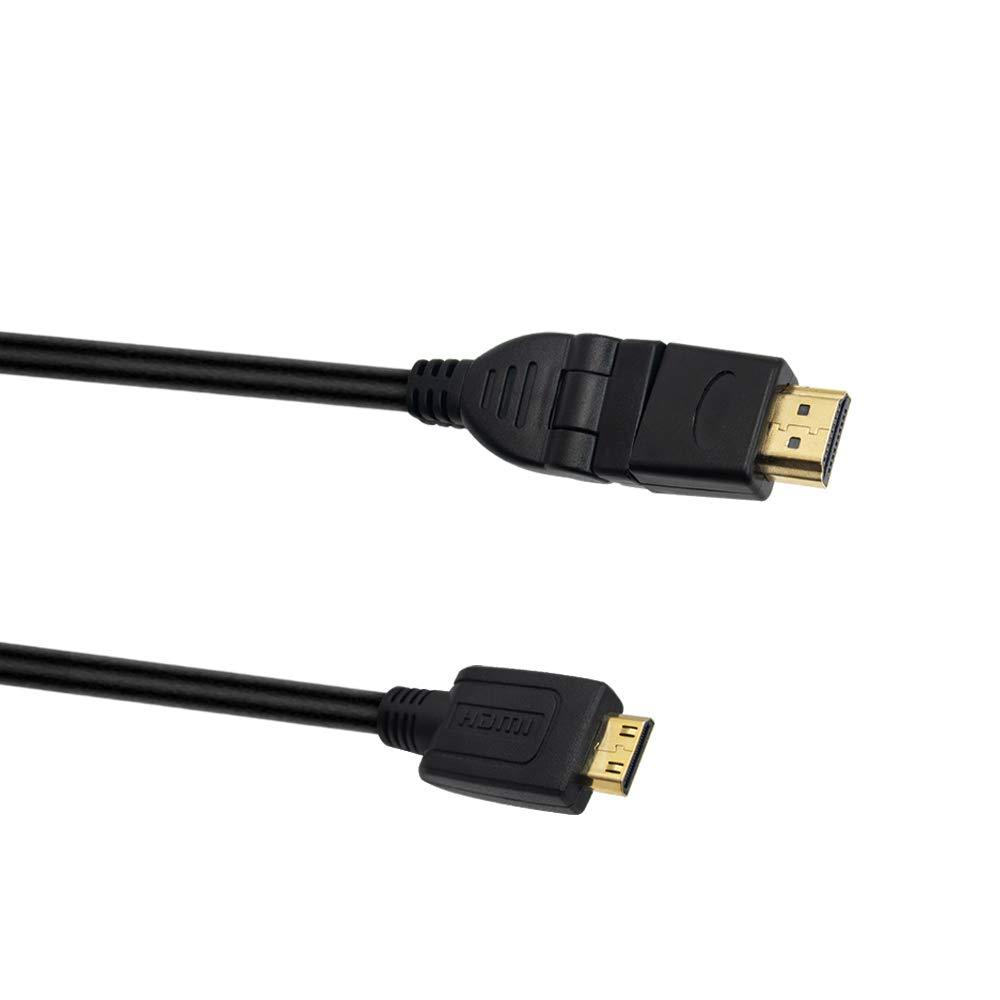 Mini-HDMI to HDMI Cable 5ft, Poyiccot 90Degree 180 Degree 270Degree 360Degree Swivel Rotating HDMI to Mini HDMI Cable Mini HDMI to HDMI