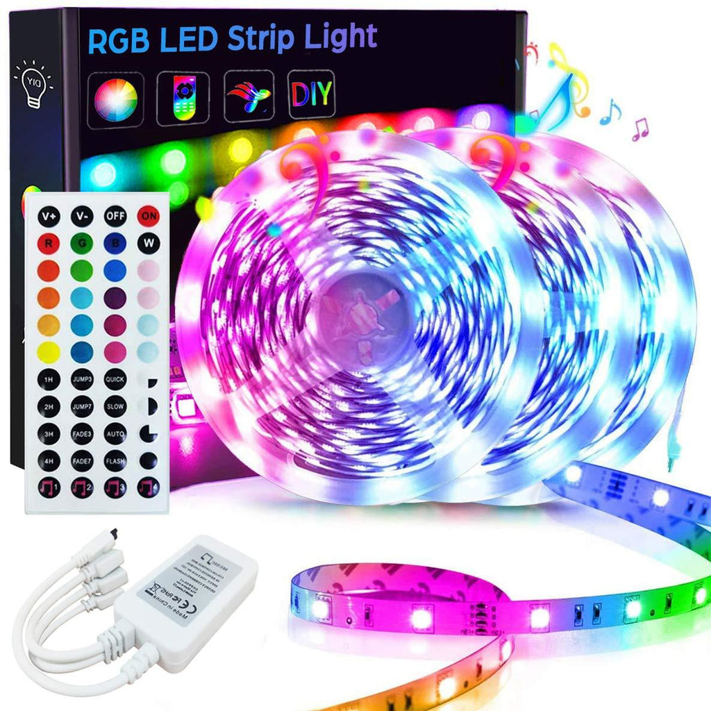 50FT/15M LED Strip Lights, Goadrom RGB LED Light Strip Music Sync RGB LED Strip, 5050 Color Changing LED Strip Light 44-Key Remote, Sensitive Built-in Mic, LED Lights for Bedroom Home Party(3x16.4FT)