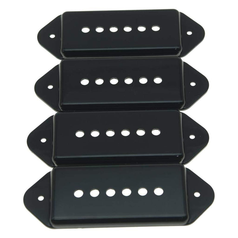 KAISH Pack of 4 Black Plastic P90 Dog Ear Pickup Covers Dog Ear Guitar Pickup Cover Pole Spacing 1-15/16"(49.2mm)