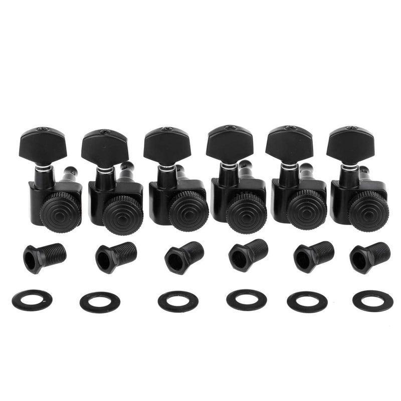 Musiclily Pro 6-in-line 2-Pins Full Metal Guitar Locking Tuners Machine Heads Tuning Pegs Keys Set for Fender Strat/Tele, Black