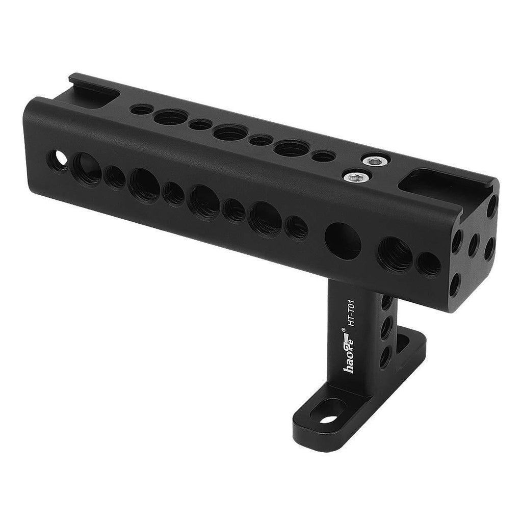 Haoge HT-T01 Top Handle Grip with 1/4 3/8 Screw Holes and Cold Shoe Mount for Camera Cages