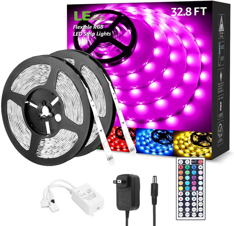 [AUSTRALIA] - LED Strip Lights 32.8ft, RGB LED Light Strip, 5050 SMD LED Color Changing Tape Light with 44 Key Remote and 12V Power Supply, LED Lights for Bedroom, Home Decoration, TV Backlight, Kitchen, Bar 