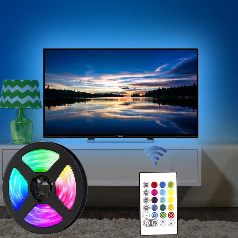 [AUSTRALIA] - USB tv led Backlight Length 8.2ft (2.5M) Suitable for 40-65in TV, 24 Keys Infrared Remote Control can Remote Control LED Strip Lights, RGB 5050 Light with 16 Colors 