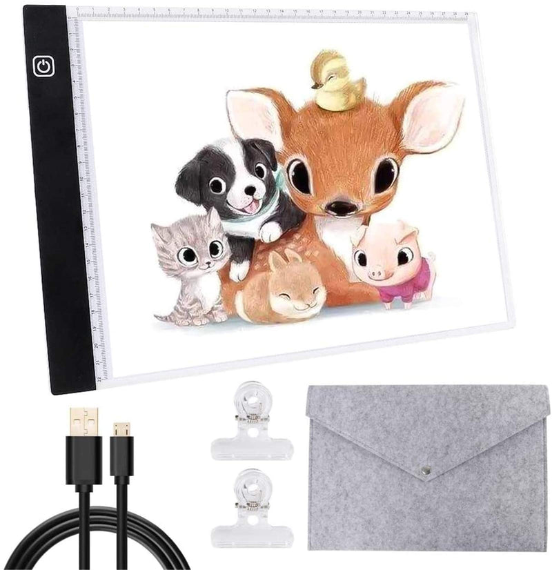 A4 Light Board Portable LED Tracing Light Box Adjustable Light Drawing Pad USB Powered with Felt Bag and Clips for Artists Drawing 5D DIY Diamond Painting Craft Sketching and Animation Design