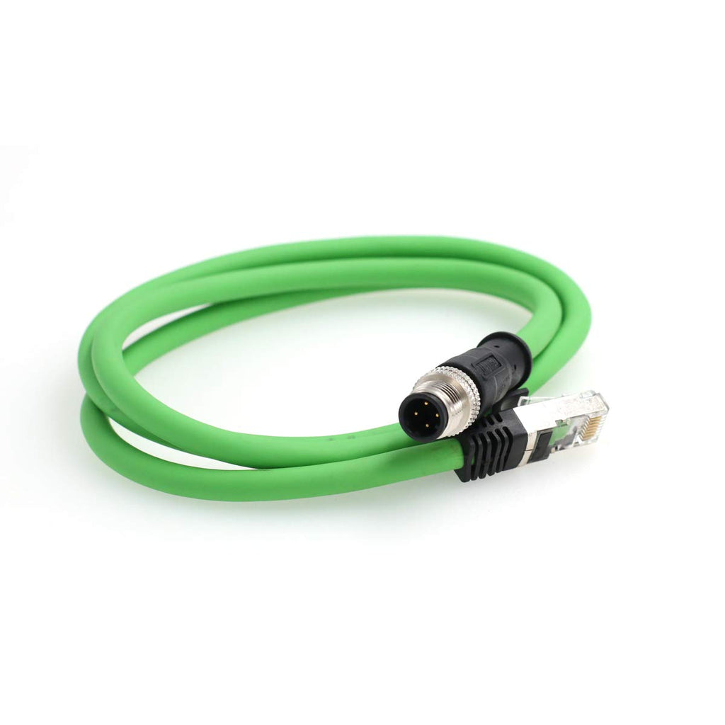 Eonvic M12 4 Pin D-Code to RJ45 Gigabit Cognex Industrial Camera Network Cord CAT5 Shielded Cables (Green, 1M) Green