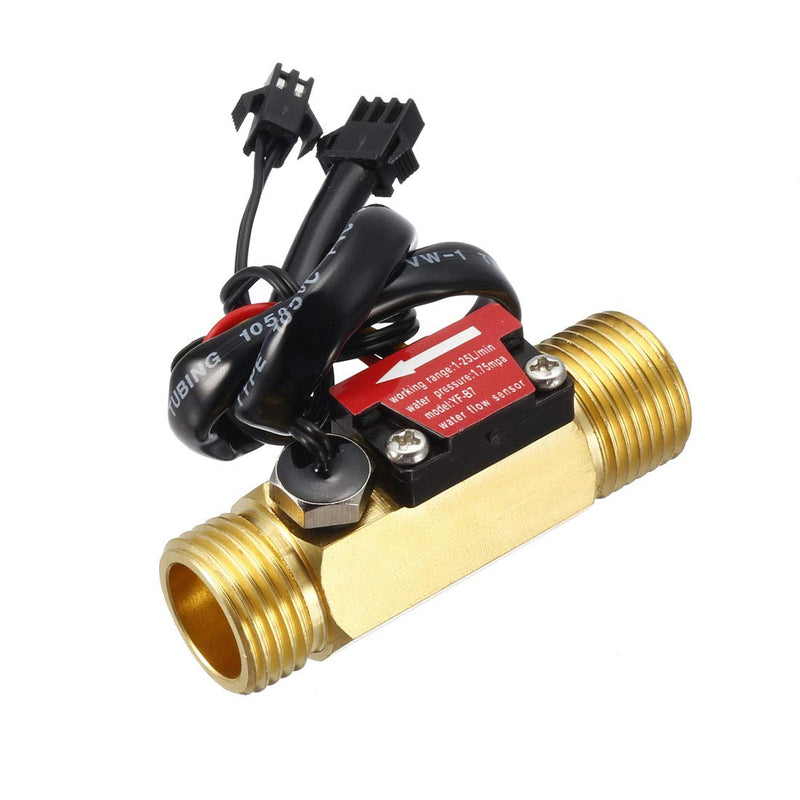 uxcell G1/2 Hall Effect Liquid Water Flow Sensor Switch Meter Counter DC 5V 1-25L/min YF-B7
