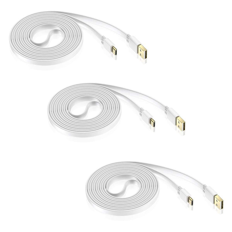 Elebase Micro USB Power Cable 30 Feet (3 Pack),Flat Micro USB Charging Cord,Charger for Wyze Cam Pan,Yi Cam,Nest Cam,Blink XT Camera,Furbo Dog,Arlo Q,Netvue,Xbox One Controller 30 FT White