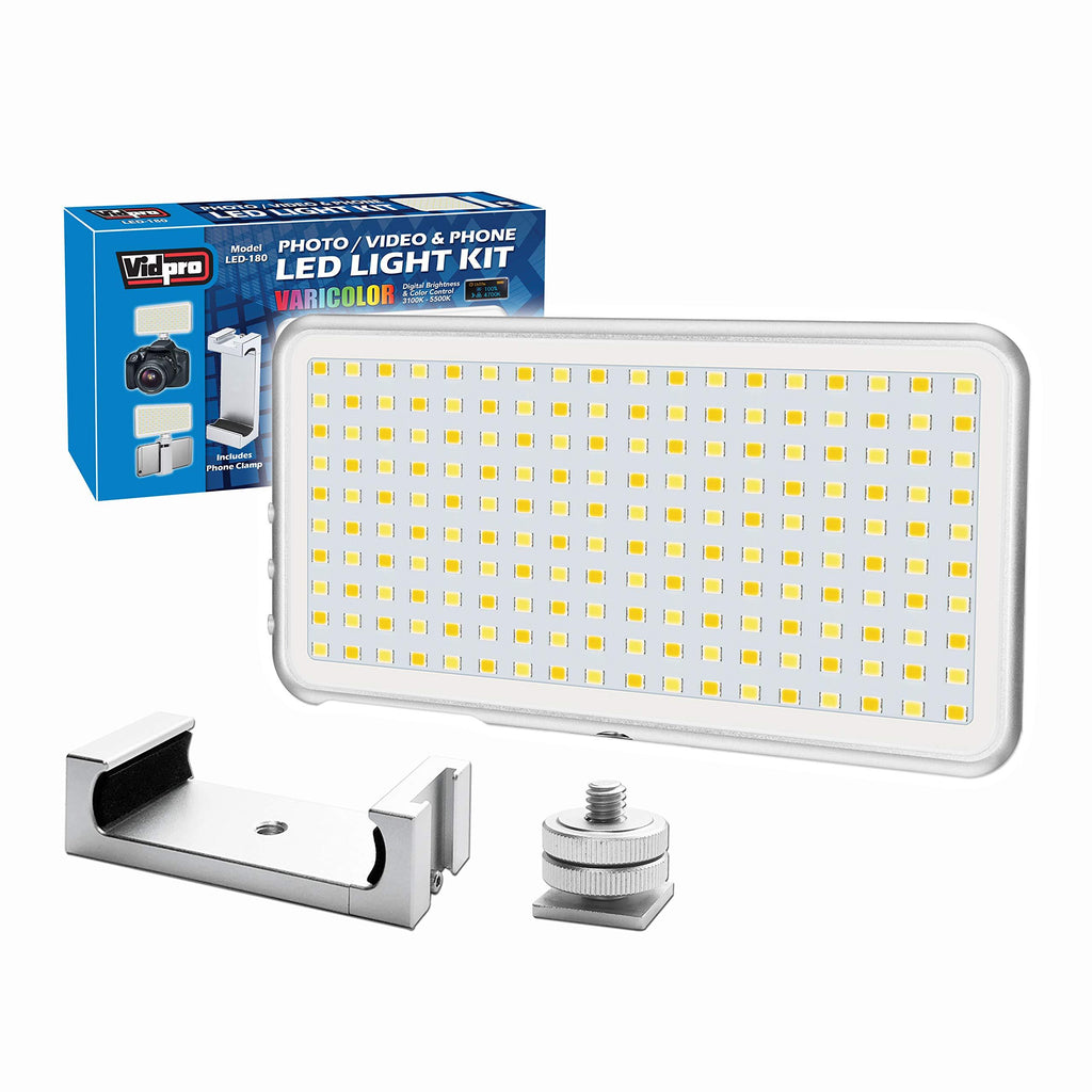 Vidpro LED-180 Micro Series Digital LED Photo & Video Light for Cameras and Smart Phones