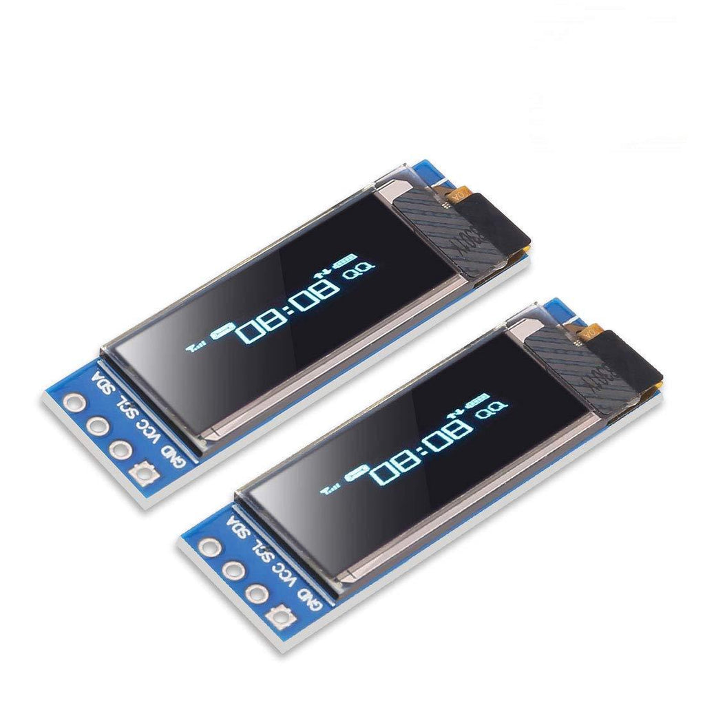 Organizer 2pcs I2C OLED Display Module 0.91 Inch I2C SSD1306 OLED Display Module I2C OLED Screen Driver DC 3.3V~5V for Arduino (Blue) Blue