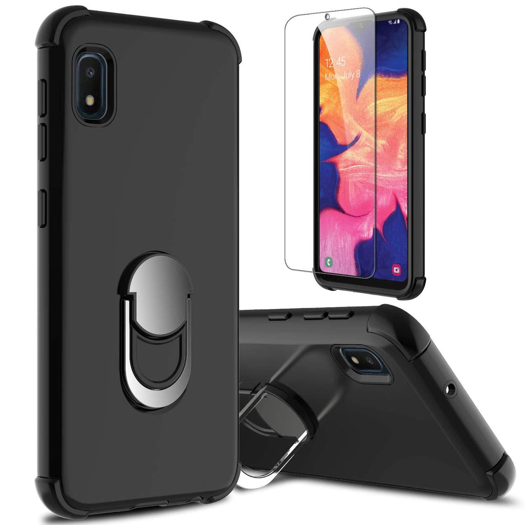 Galaxy A10e Case with Soft TPU Screen Protector, lovpec Ring Magnetic Holder Kickstand Shockproof Protective Phone Cover Case for Samsung Galaxy A10e 5.8 inches (Black) Black
