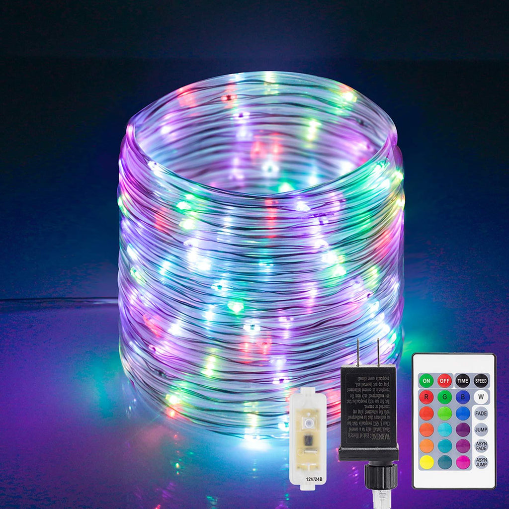 ANJAYLIA 66ft 200 LED Rope Lights Outdoor, Waterproof 16 Colors Changing String Lights Plug in with Remote Control Twinkle Fairy Lights for Bedroom Garden Party Christmas Decoration