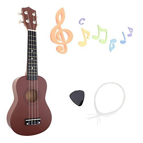 YiPaiSi 21 Inch Soprano Ukulele Beginner Pack, Ukulele Soprano Starter Kit, Hawaii Basswood Kids Guitar With String & Pick for Kids Students and Beginners (Coffee)