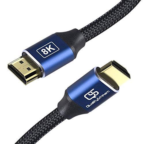 6.6ft 8K HDMI 2.1 Cable - Ultra HD High Speed 48Gbps 120hz HDMI Cord, Gold Connectors, Nylon Braided, Compatible with Play Station Xbox PS4 Samsung Roku Apple OLED TV 6.6 Feet (2 Meter)