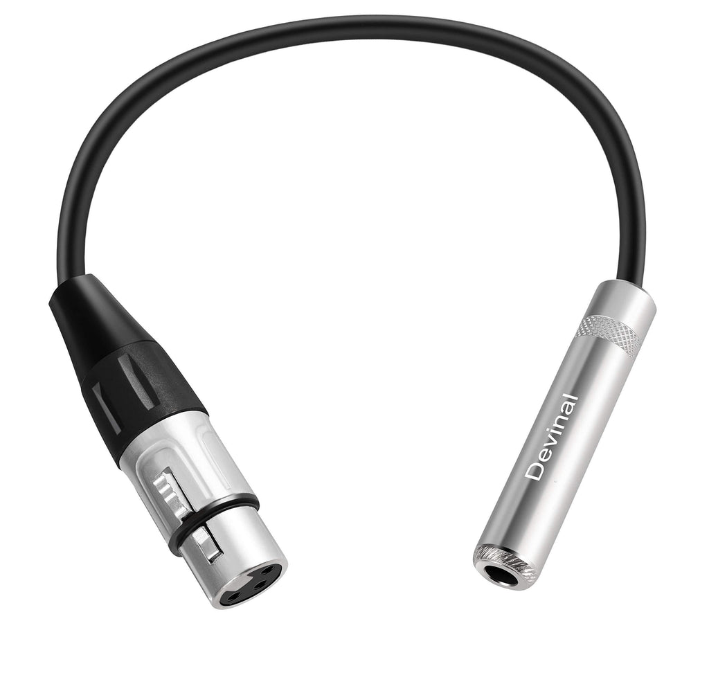 [AUSTRALIA] - Devinal XLR Female to 1/4" Female calbe, 3 Pin Female to 6.35mm Socket Audio Cord, XLR Jack to TS/TRS Quarter inch Adapter Connector Converter Metal Construction 1/4 to XLR Female Cable 1 FT 