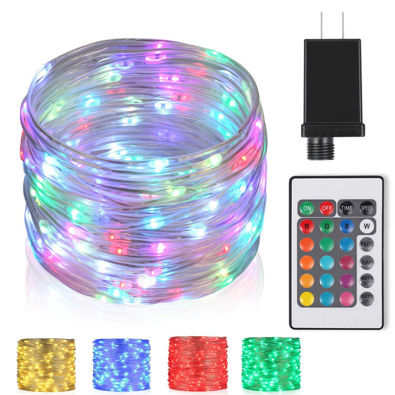 33Ft Outdoor LED Rope Lights String Lights, Christmas Fairy Lights Plug in 100 LEDs Color Changing String Lights with Remote Waterproof for Outdoor, Wedding, Party, Garden, Home Decor, 16 Colors¡­ 33 ft 100 LEDs