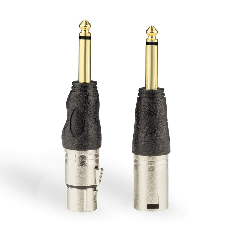 [AUSTRALIA] - XLR to 1/4, NUOSIYA TS 1/4 to XLR Male-to-Female, XLR Adapter for Professional Microphones, Music Table Jumpers, Mono Connectors for Audio Equipment - 2 Pack XLR-TS-2Pack 