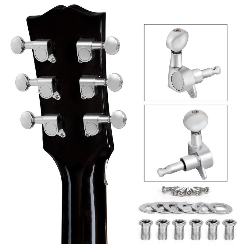 lotmusic Guitar Tuning Pegs, Tuners Machine, 18:1 3L3R, Tuner Keys Heads, Closed Chrome for Luthier DIY Repair (Shape A) Shape A