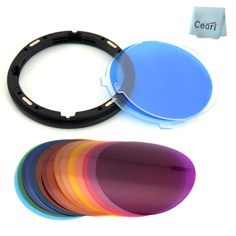 Godox AK-R16 Diffuser Plate with V11C Color Effect Gel Set for Godox V1-C, V1-N, V1-S Speedlite, AD200, AD200PRO with H200R Flash Head (15 Color 30 Pieces)