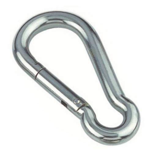 (Pack of 10) Galvanized Steel Snap Eye Link Spring Hooks.5/16" / 8 mm - 3 1/4x1 1/2" Heavy Duty Multipurpose Carabiners - Clip Snap Hook -Spring Loaded Karabiner 5/16" Galvanized Silver Steel