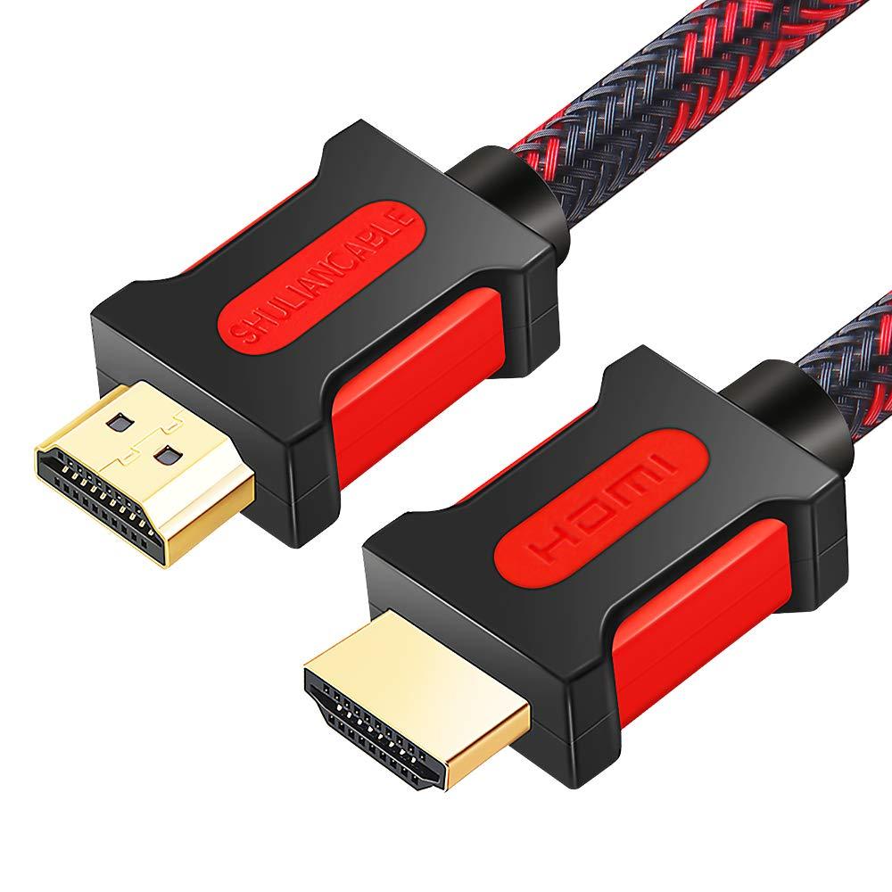 SHULIANCABLE HDMI Cable, Supports 1080p, UHD, FHD, 3D, Ethernet, Audio Return Channel for Fire TVHDTV/Xbox/PS3 (6Ft/2M Red) 1 6Ft/2M Red