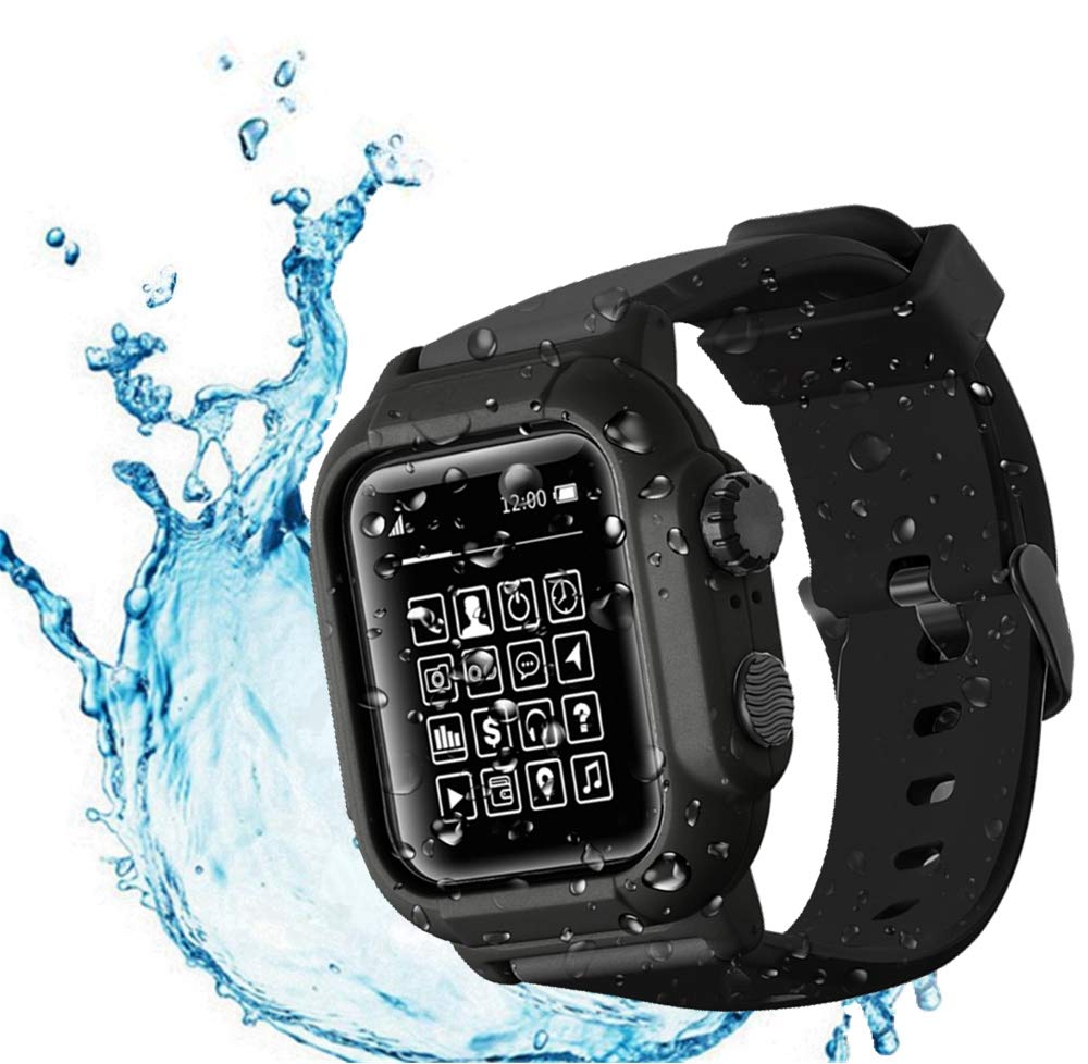 Compatible Apple Watch Series 3 & Series 2 42mm Waterproof Case ,Tomcrazy IP68 Full Sealed Shockproof Watch Case Cover + Soft Watchstrap for iwatch 3 /2 (Full Black) Full Black for Apple iwatch 42mm