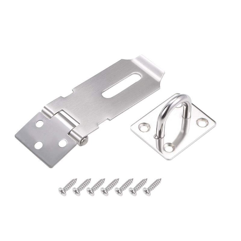 uxcell Padlock Hasp Door Clasp Hasp Latch Security Safety Bolt Lock Latches 201 Stainless Steel 3.5 Inch