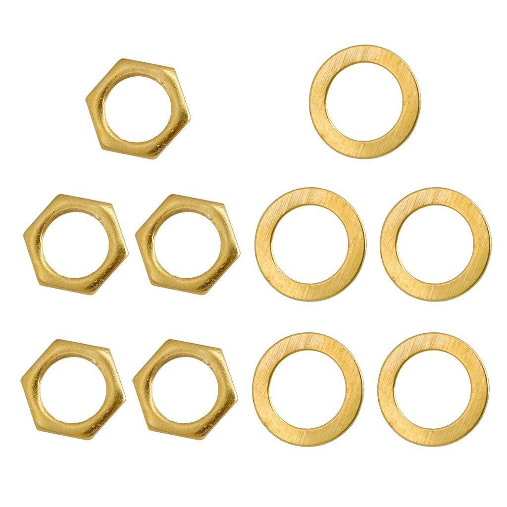 5 Pieces Gold Electric Guitar Hex Nut and Washer Sets fit for Guitar Replacement Parts