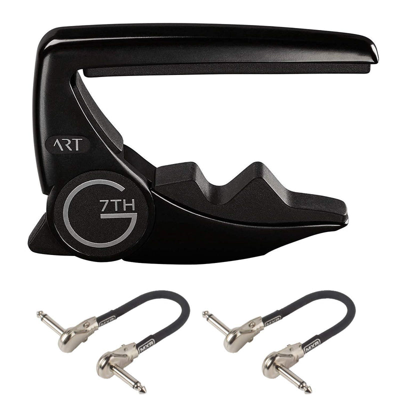 G7th Performance 3 ART Capo - 6 String, Satin Black - Bundled with 2 MXR Patch Cables