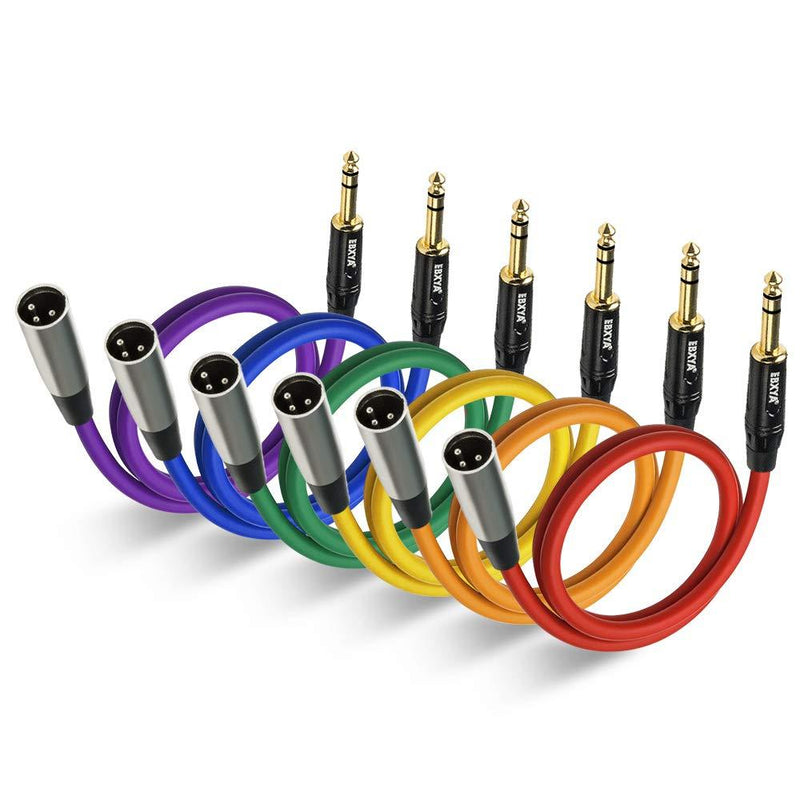 [AUSTRALIA] - EBXYA 1/4" TRS to XLR Male Balanced Mic Microphone Cable 3 Feet 6 Color Packs 6 Colors*3ft 