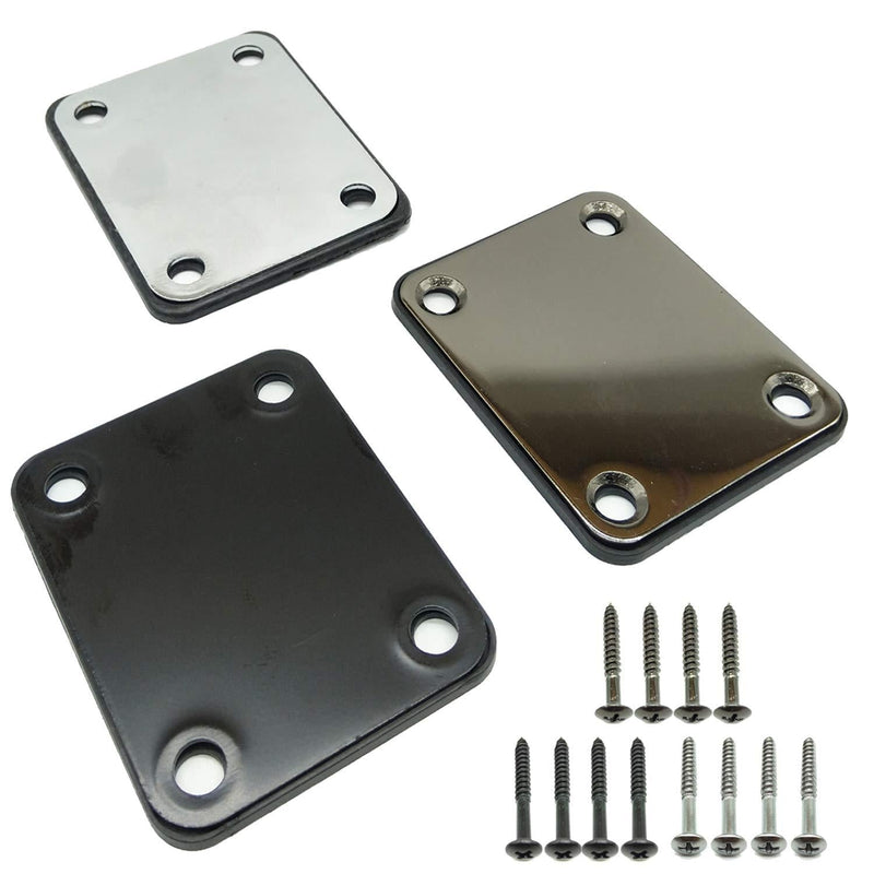 TIHOOD 3PCS Electric Guitar Neck Plate with Crews, Guitar Neck Plate for Replacement Electric Guitar Part