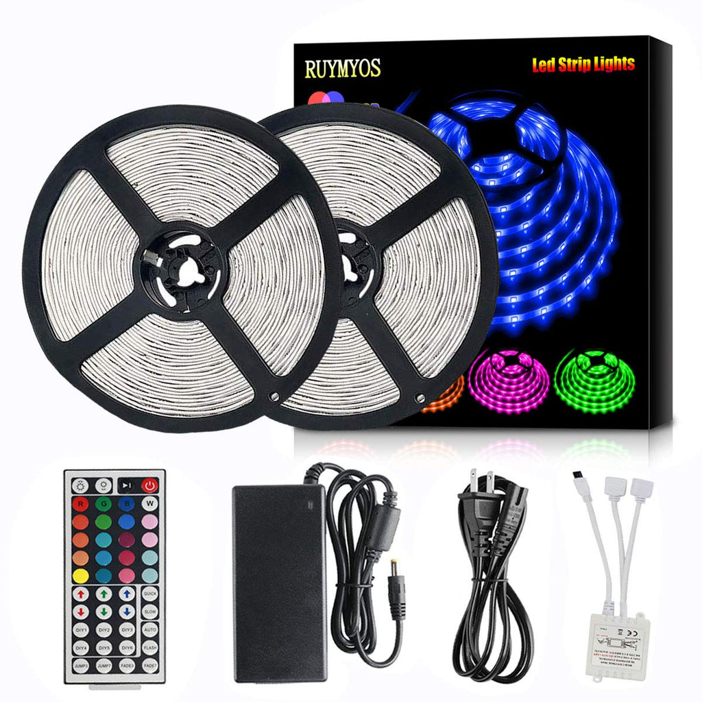 [AUSTRALIA] - RUYMYOS Led Light Strip Kit with 12V Power Supply and Remote Controller, 5050 32.8FT (10M) 300LEDs RGB Led Lights, Led Rope Lights, Flexible Tape Light for Home Kitchen Bedroom Party Christmas 32.8FT Non-Waterproof 