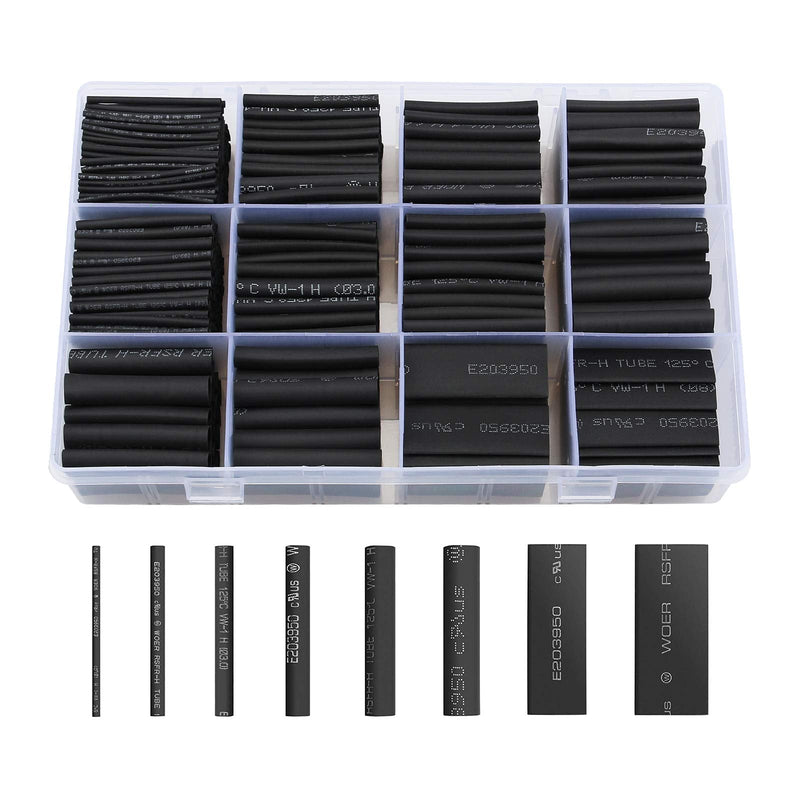 [AUSTRALIA] - 650pcs Heat Shrink Tubing Black innhom Heat Shrink Tube Wire Shrink Wrap UL Approved Ratio 2:1 Electrical Cable Wire Kit Set Long Lasting Insulation Protection, Safe and Easy, Eco-Friendly Material 