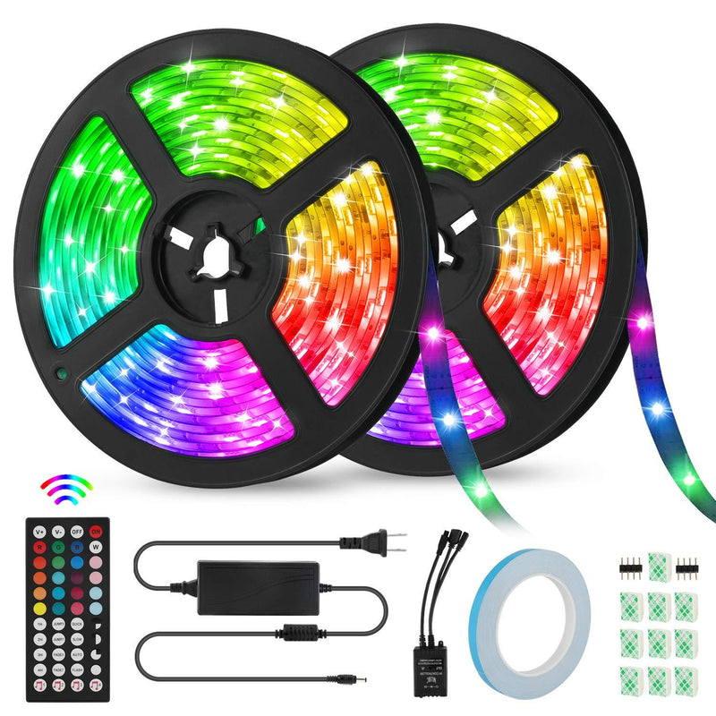 [AUSTRALIA] - LED Strip Lights 32.8ft, KeShi RGB Color Changing Flexible Tape Lights, 300 LEDs 5050 IP65 Waterproof Light Strip Kit, Music Sync Rope Lights with 44-Key IR Remote Control, for Home Decoration 