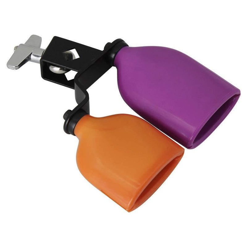 Mowind Bicolor Cowbell for Drum Set High and Low Tones Double Mounted Bell Kit Percussion Instruments Medium Size
