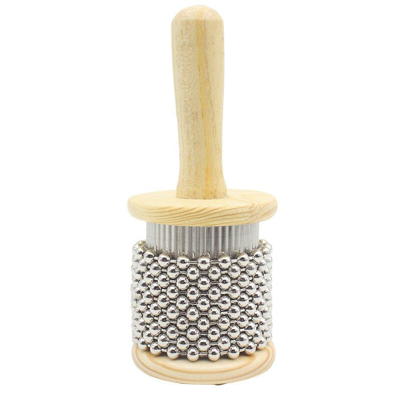 Mowind Wooden Cabasa Pop Hand Shaker Percussion Instrument with Metal Beads Small Size