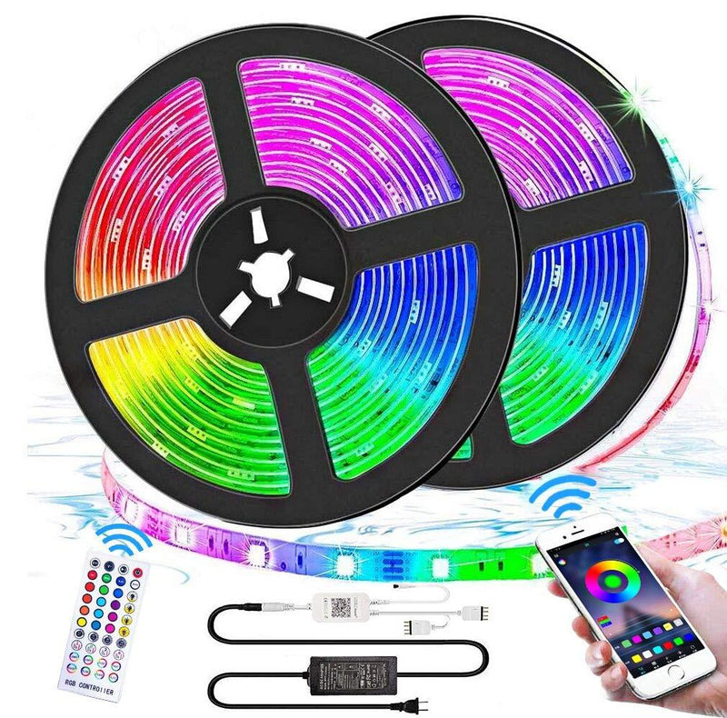 [AUSTRALIA] - Bluetooth LED Strip Lights 32.8ft APP Control, Waterproof Flexible RGB Neon Room Lights Color Changing Rope Lights 300LEDs 5050 LED Music Sync Tape Lights with Remote for Bedroom Gaming Mood Lighting 32.8ft Bluetooth Music 