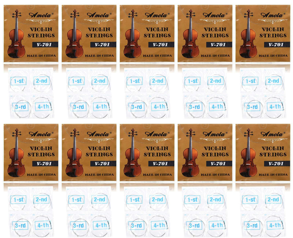 jiaoguo 10 Full Sets Nickel Ball End Stainless Steel 3/4 4/4 Size Violin Strings