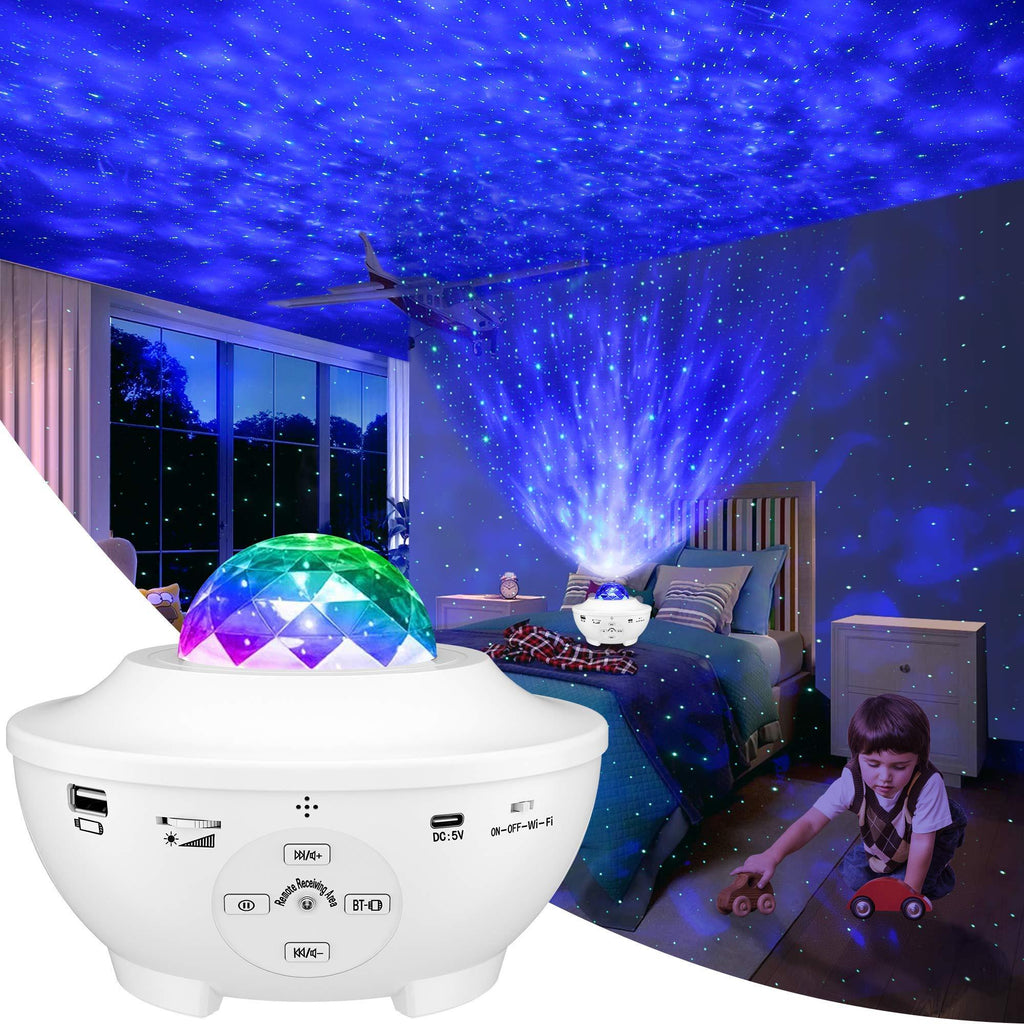 [AUSTRALIA] - Night Light for Kids, LBell 3 in 1 Star Projector w/LED Nebula Cloud for Bedroom/ Game Rooms/ Home Theatre/ Night Light Ambiance with Bluetooth Speaker, Voice Control& Remote Control White 