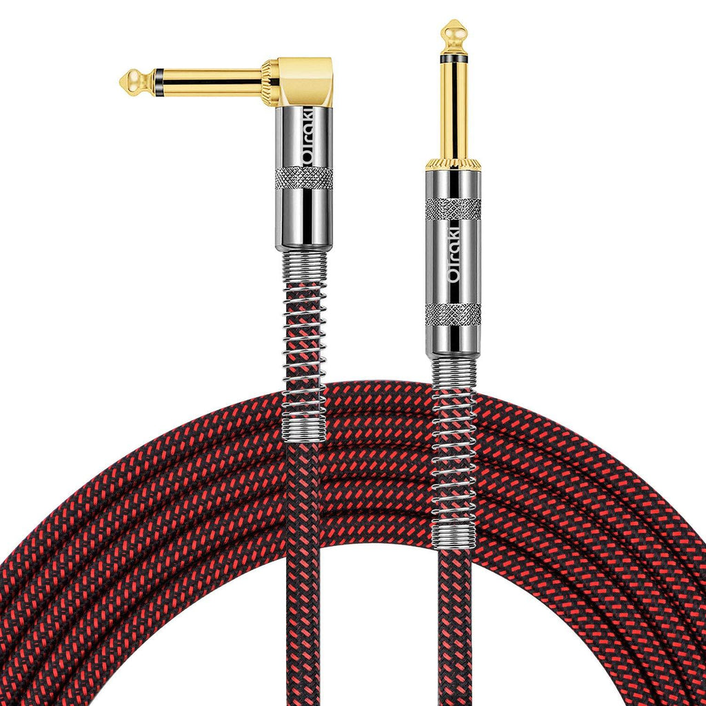 [AUSTRALIA] - OTraki 20ft Guitar Instrument Cable Right Angle 1/4 inch TS to Straight 6.35mm Low Noise Amp Cord Nylon Woven Silent Audio Cable for Electric Bass Drum Keyboard Speaker Effector 