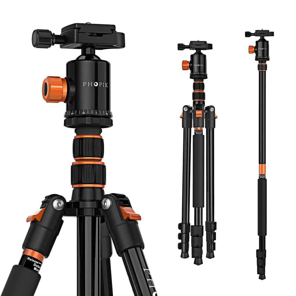 PHOPIK 77" Camera Tripod,Travel Tripod for DSLR,Professional Tripod with 360 Degree Ball Head,Camera Tripods & Monopods with Carry Bag for Ipad,Phone,Canon,Nikon,Lightweight Load up to 17.6 Pounds