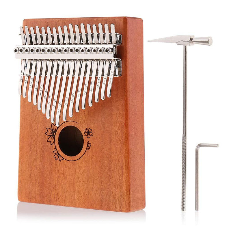 Alnicov Kalimba Thumb Piano 17 Keys,Solid Wood Mbira Finger Piano African Instrument with Tuning Hammer,Wrench and Instructions Kit for Kids Adult Beginners