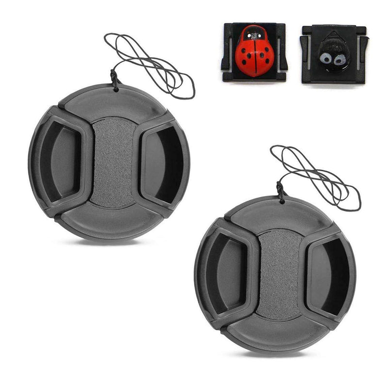 2 Packs 72mm Snap On Center Pinch Lens Cap,Camera Lens Cover, Lovely Hot Shoe Caps,1x Briquettes Elf Hot Shoe +1x Ladybug Hot Shoe - Compatible with Nikon, Canon, Sony & Other DSLR Cameras