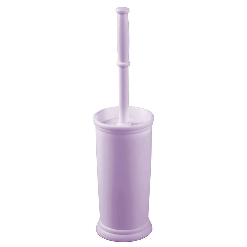 mDesign Compact Freestanding Plastic Toilet Bowl Brush and Holder for Bathroom Storage and Organization - Space Saving, Sturdy, Deep Cleaning, Covered Brush - Light Purple