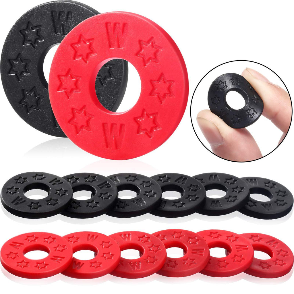 12 Pieces Guitar Strap Locks Silicone Strap Locks Rubber Guitar Strap Blocks Guitar Protector (Red and Black)