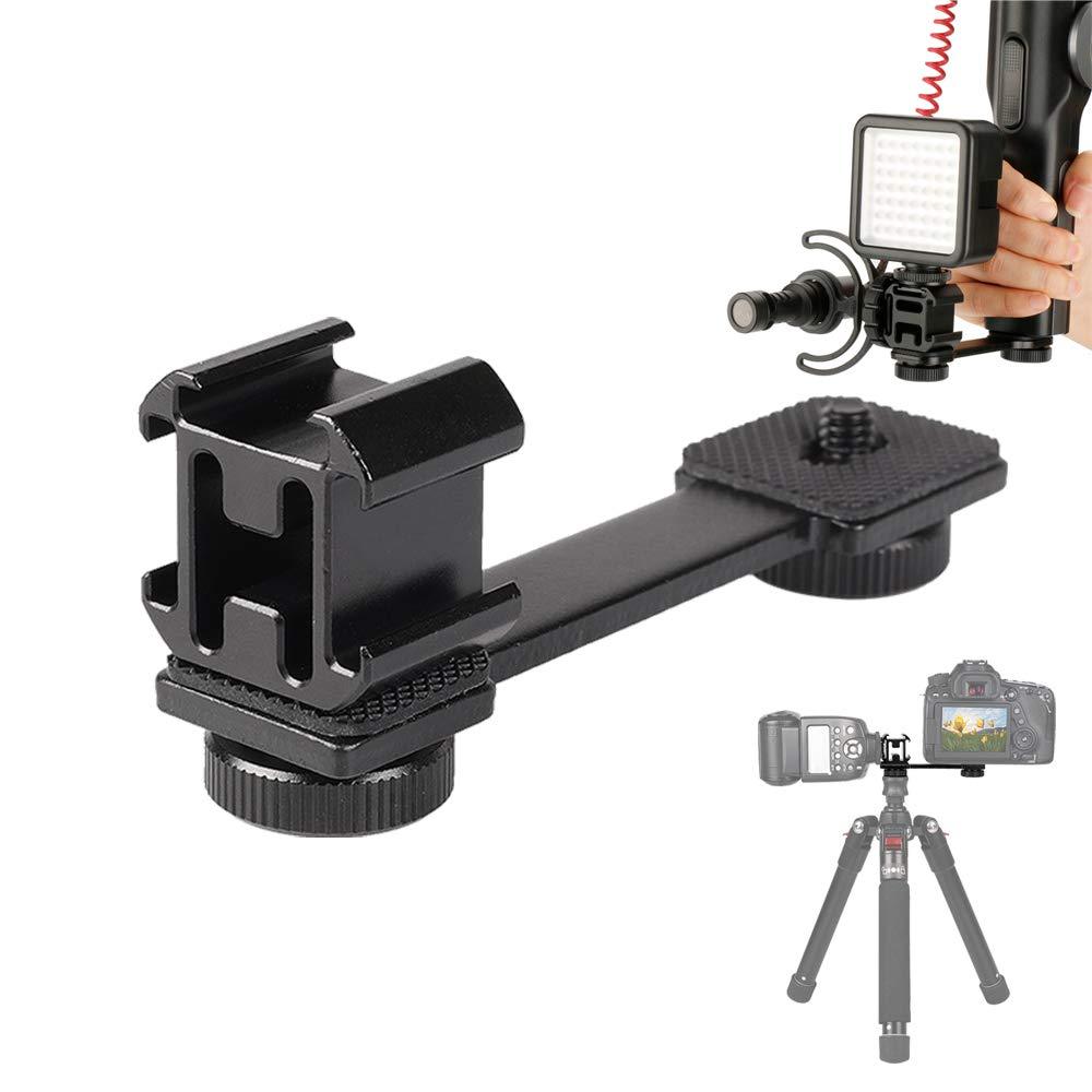 Triple Cold Shoe Mount Plate Vlog Microphone Flash Light Stand Extension Bracket for Zhiyun Smooth for DJI OSMO Mobile 2 and Feiyu Stabilizer