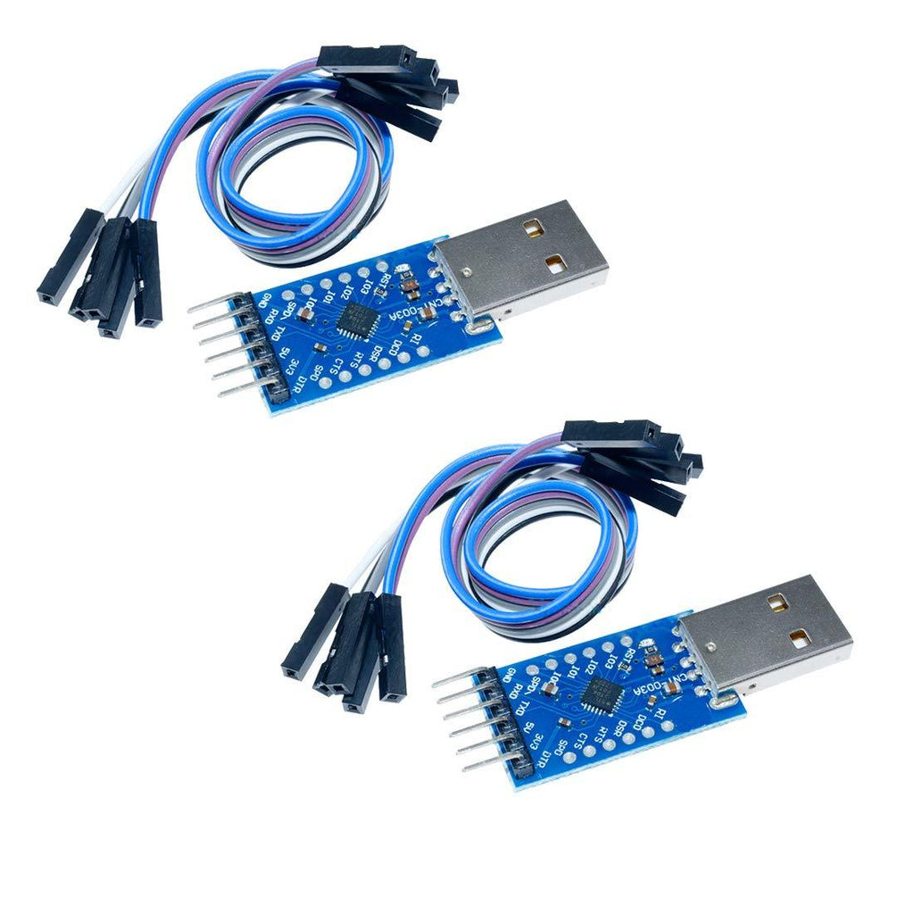 HiLetgo 2pcs CP2104 Module USB to TTL UART 6PIN Module Serial Converter CP2104 STC PRGMR Replace CP2102 with Dupont Cables