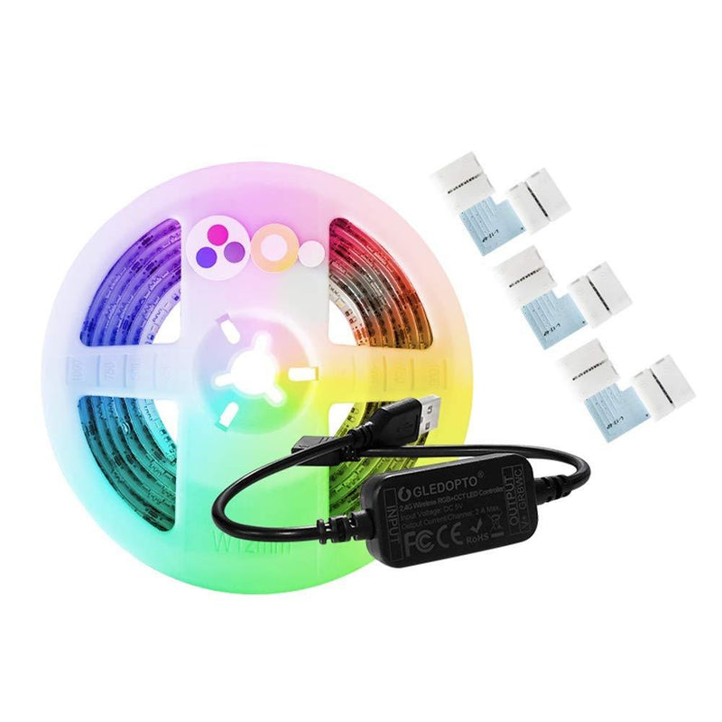 [AUSTRALIA] - S NMT 6.56ft Smart LED RGBCCT LED Strip Light Set Works with Hue Bridge,Lightify Hub and Amazon Echo Plus for APP/Voice Control ZigBee Mini Controller +5V LED Light Strip +3 Connector Not Waterproof 