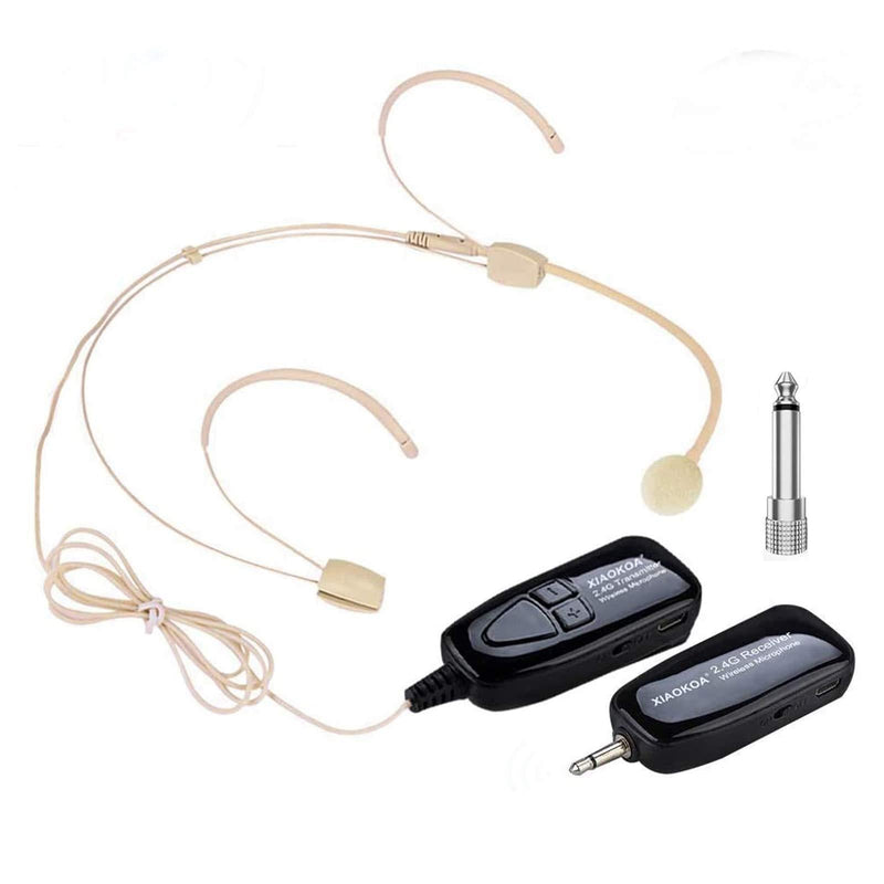 [AUSTRALIA] - Headset Wireless Microphone,XIAOKOA Super Light 2.4G Wireless Headset Microphone System，Headset and Handheld 2 in 1,160ft Range,for Voice Amplifier,PA System-Not Support Phone,Laptop 