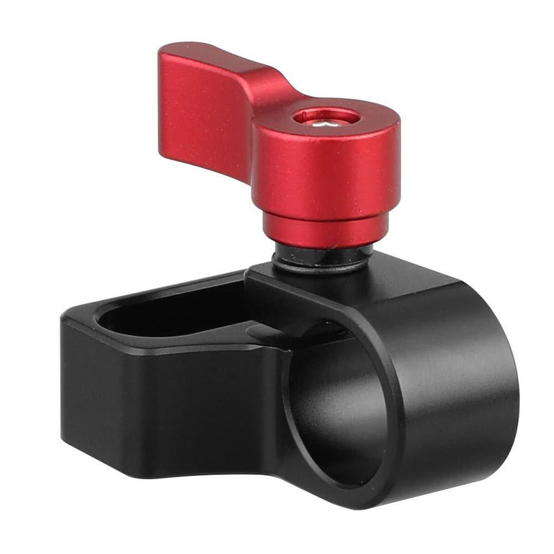 CAMVATE 15mm Single Rod Clamp Extension Adapter Install on Two 1/4-20 Thread Hole for Camera DIY Accessory(Red Knob)